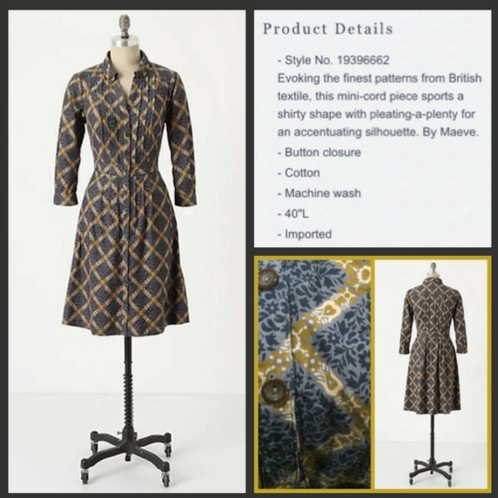 Maeve Wightwick Manor corduroy dress size 6